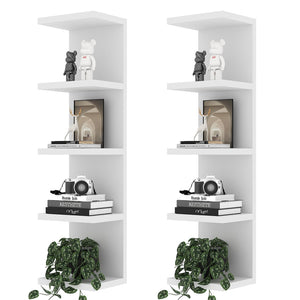 5-Tier Floating Wall Shelf Unit, Set of 2