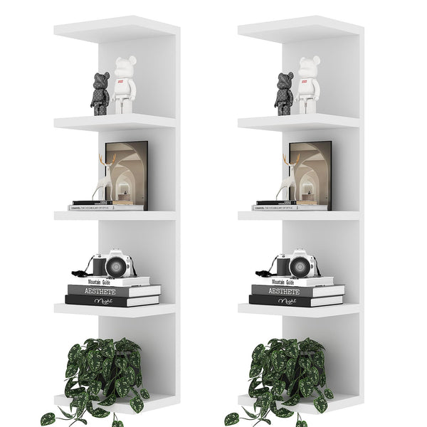 5-Tier Floating Wall Shelf Unit, Set of 2