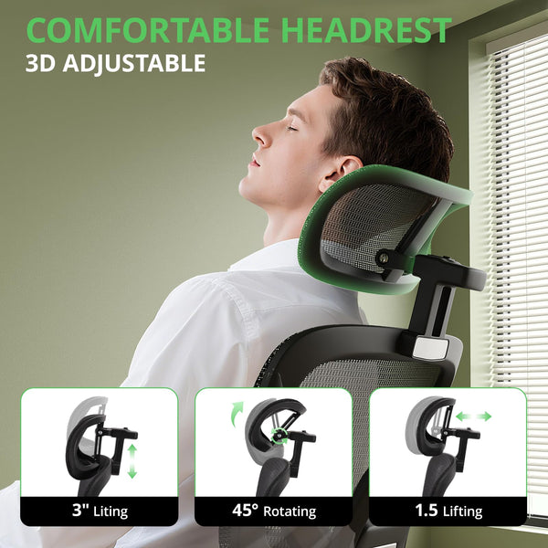 Ergonomic Mesh Office Chair with Footrest & 135° Recline