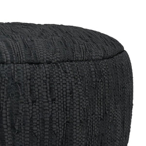 30-Inch Round Genuine Leather Pouf Ottoman