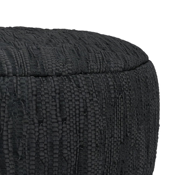 30-Inch Round Genuine Leather Pouf Ottoman