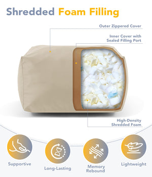 Outdoor Rectangular Ottoman Foot Rest with Shredded Foam