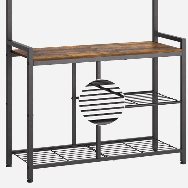 4-in-1 Hall Tree with Coat Rack, Shoe Bench & Storage Shelves
