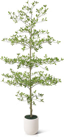 Tall Artificial Black Olive Tree with White Planter