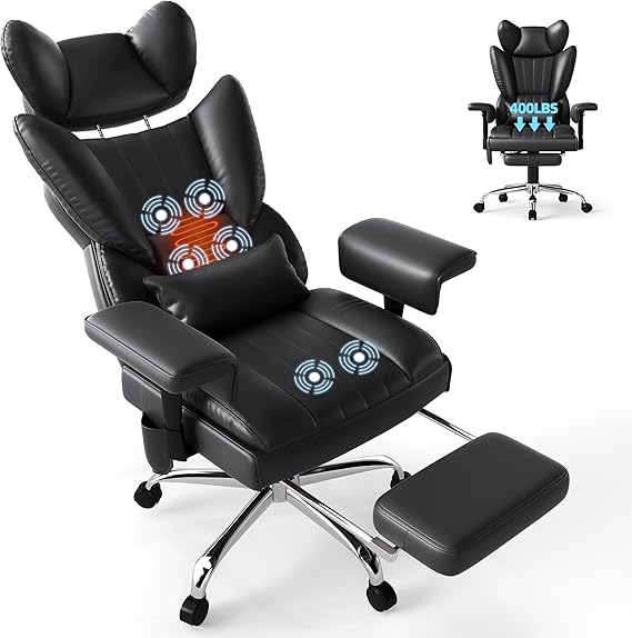 Big and Tall Heated Massage Reclining Office Chair with Lumbar Support