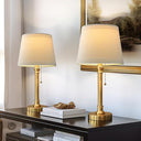 Small Pull Chain Table Lamp with Fabric Shade 19.5"