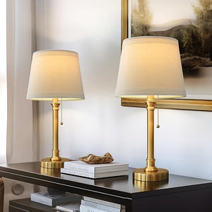 Small Pull Chain Table Lamp with Fabric Shade 19.5"