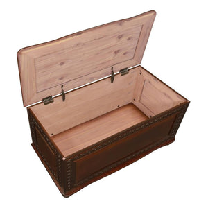 CARTESIAN Traditional Cedar Storage Chest, Dark Tobacco Finish, Cedar-Lined Interior with Safety Hinge, Carved Detailing, 40 x 18.5 Inches, Blanket and Linen Storage