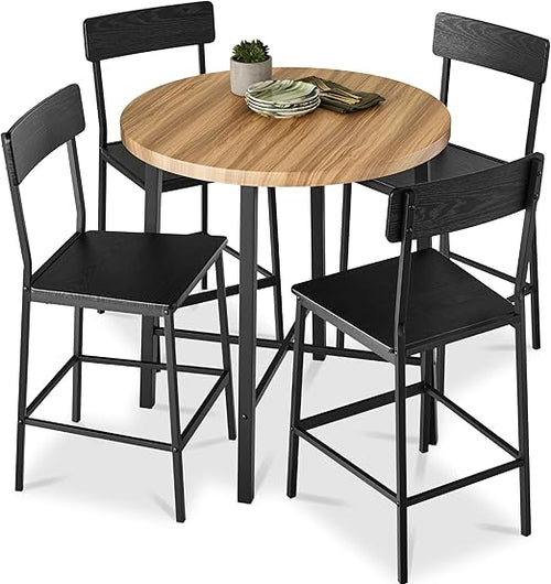 5-Piece Round Counter Height Dining Set with 4 Chairs