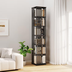 6-Tier Rotating Bamboo Bookshelf Tower