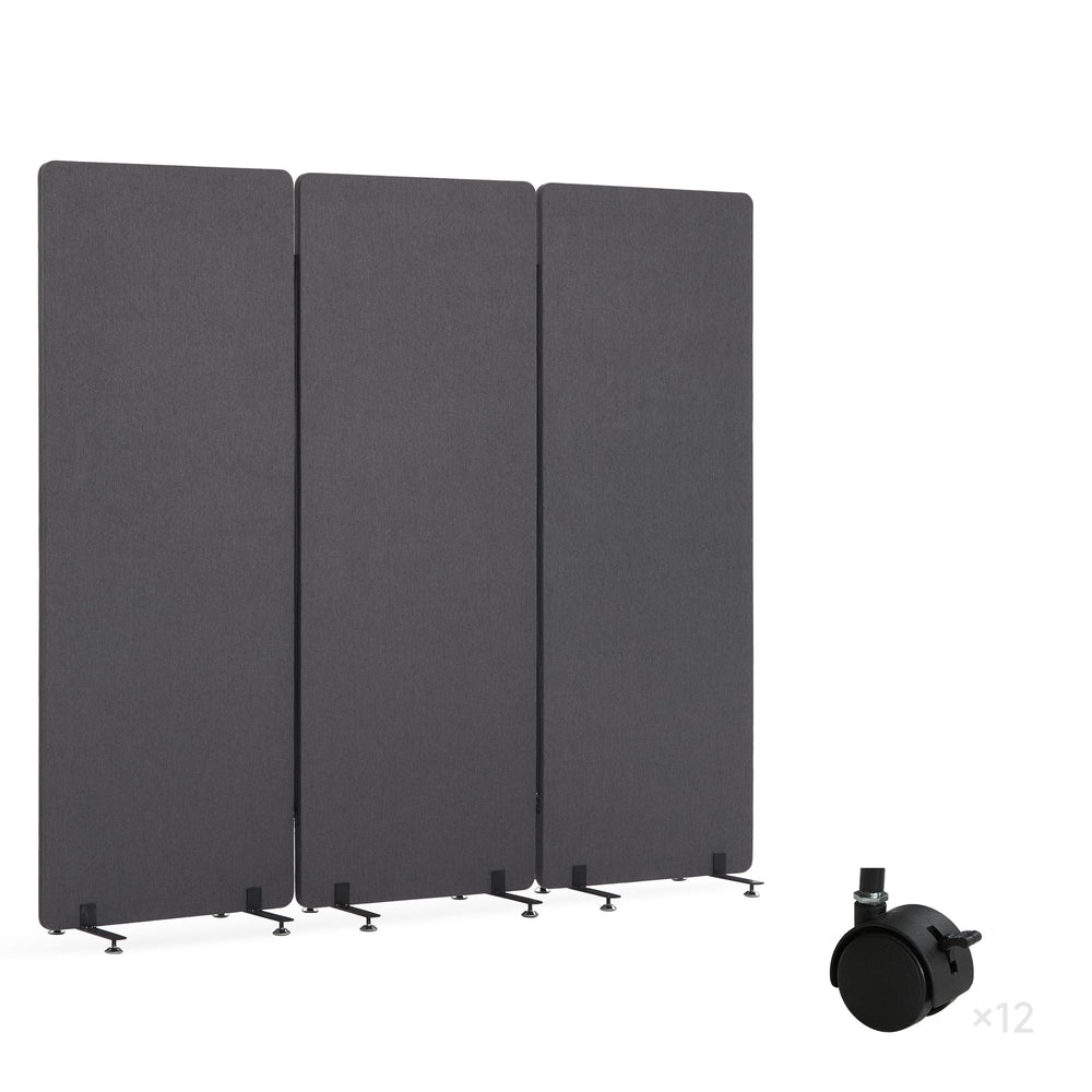 3-Panel Freestanding Room Divider with Sliding & Fixed Feet