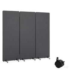 3-Panel Freestanding Room Divider with Sliding & Fixed Feet