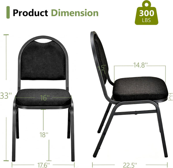 Stackable Upholstered Banquet Dining Chairs – Set of 4
