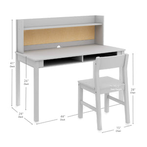 Kids Desk with Hutch and Chair Set – Wooden Study Desk with Storage