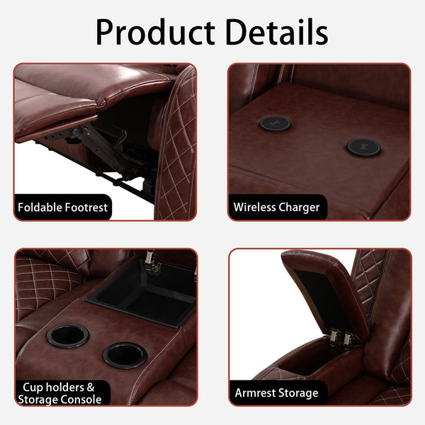 Power Reclining Sectional Sofa Set with USB Charging