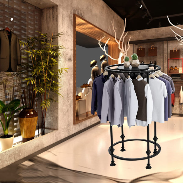 Round Rotating Garment Rack with Topper