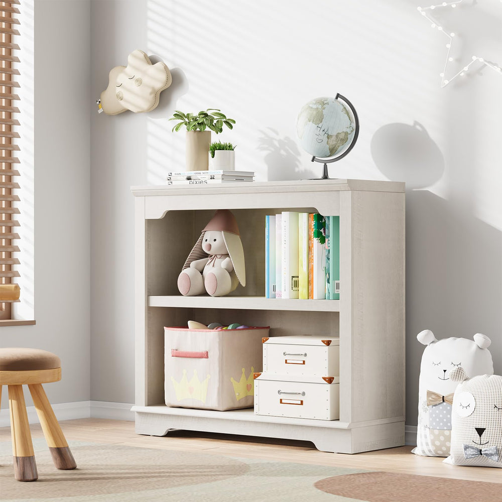 2-Tier Engineered Wood Bookshelf with Open Display Storage