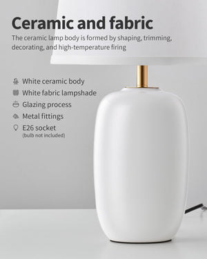 22-Inch Ceramic Table Lamps Set of 2 with Fabric Shade