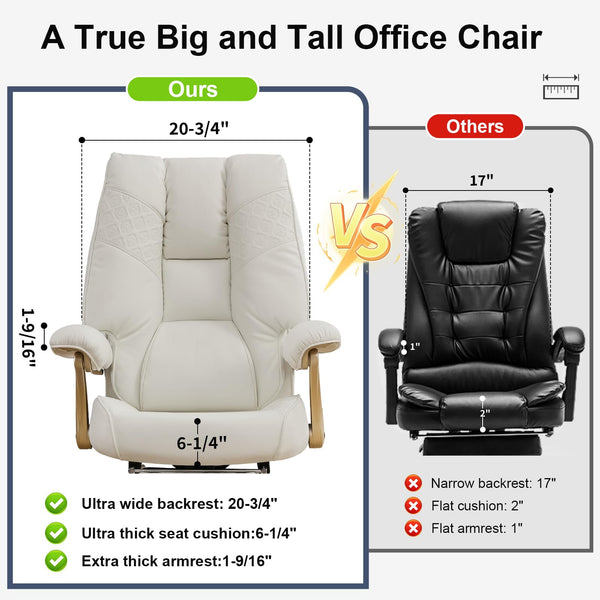 Big & Tall Reclining Executive Office Chair with Footrest