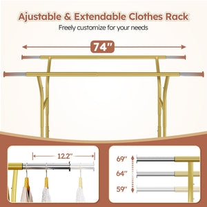 Heavy Duty Double Rod Clothes Rack