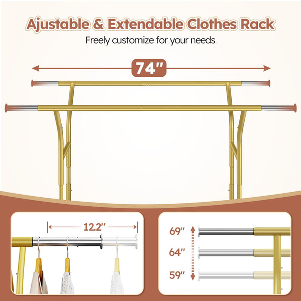 Heavy Duty Double Rod Clothes Rack