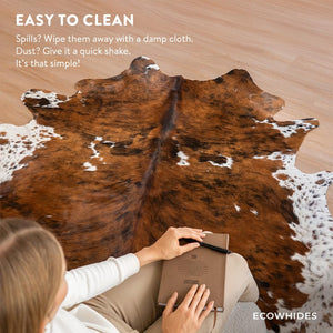 Genuine Brazilian Cowhide Rug – Tricolor Brindle Mix