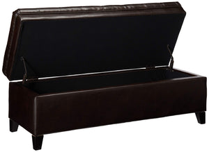 Round PU Storage Ottoman with Birch Legs