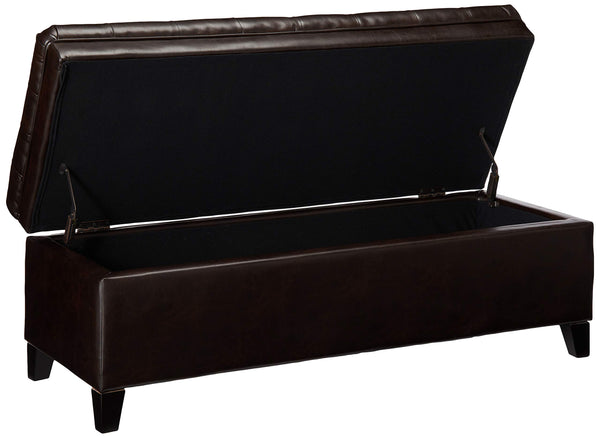Round PU Storage Ottoman with Birch Legs