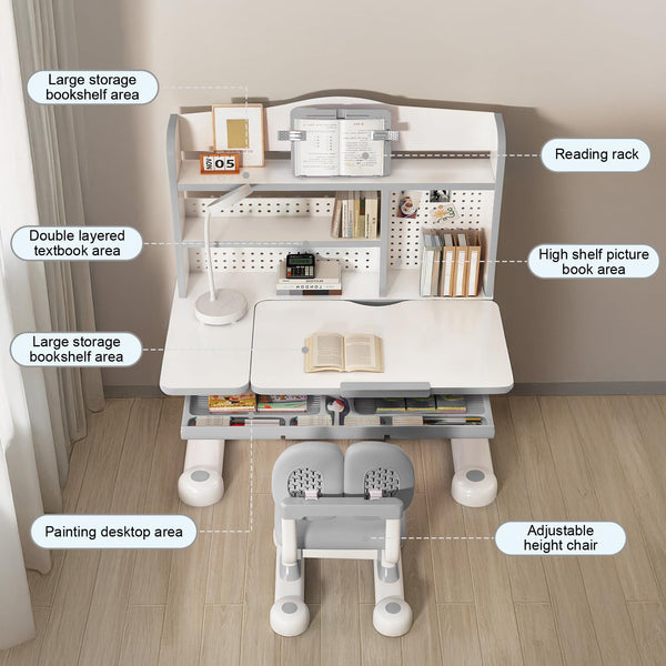 Kids Height-Adjustable Desk and Chair Set
