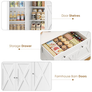 Tall Kitchen Pantry Cabinet with LED & Charging Station
