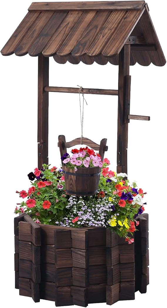 Rustic Wooden Wagon Planter