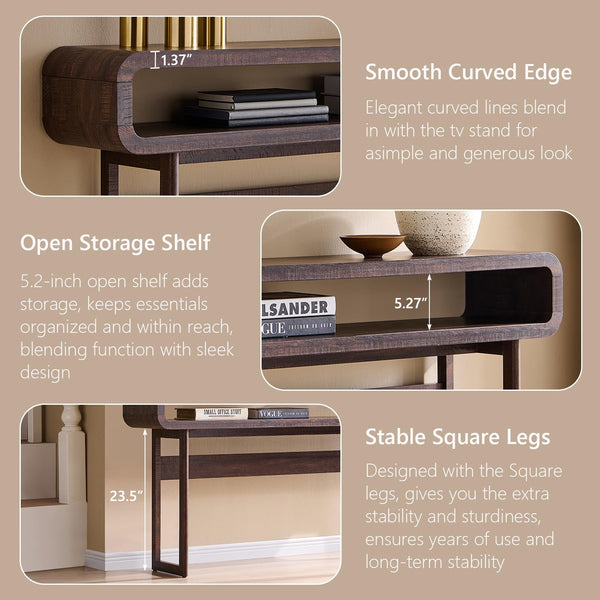 63" Console Table with Open Shelf