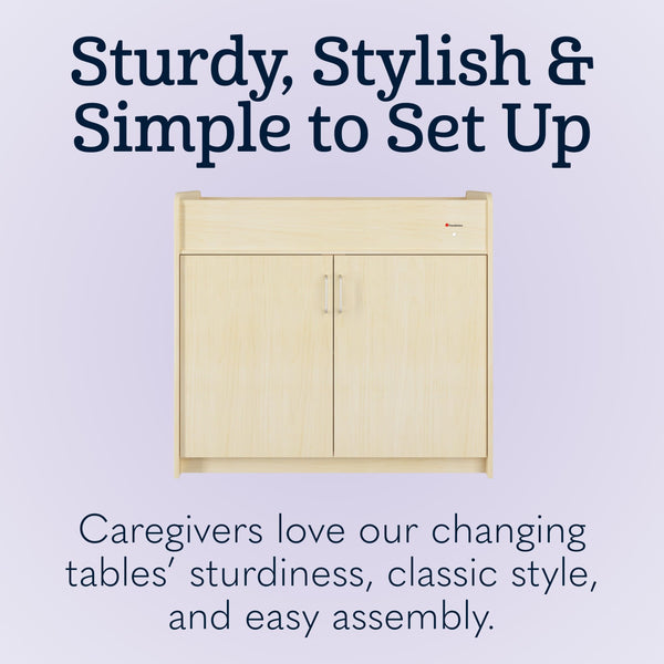 Commercial Daycare Changing Table with Locking Cabinet and Built-In Shelves