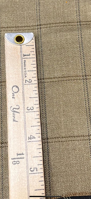 Olive Green Plaid Wool Suiting Fabric – Italian Woven, 59" Wide