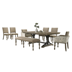 8-Piece Extendable Dining Set with Bench – Driftwood