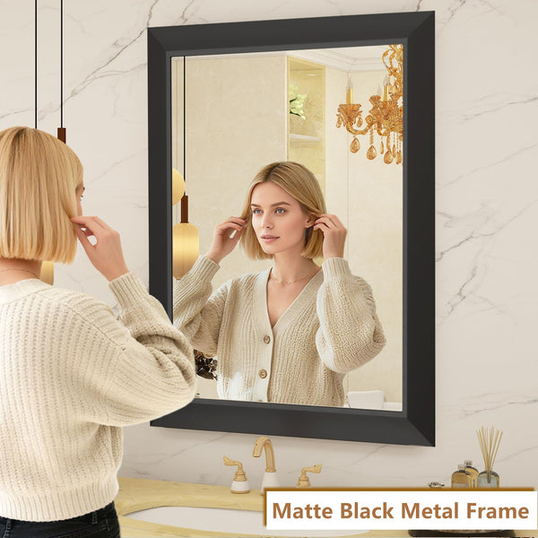 Metal Frame Rectangle Wall Mirror 36x30 Inch