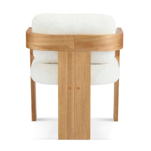 Boucle Dining Chairs Set of 2 with Cushion & Curved Arms