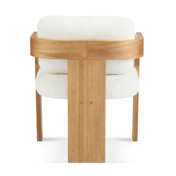 Boucle Dining Chairs Set of 2 with Cushion & Curved Arms