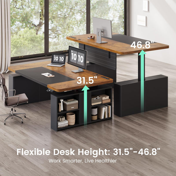 63" Adjustable Standing Desk with Storage & Power Outlets