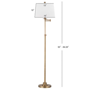 Swing Arm Floor Lamp with Adjustable Height | Gold Metal | LED Included