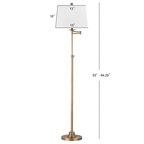 Swing Arm Floor Lamp with Adjustable Height | Gold Metal | LED Included
