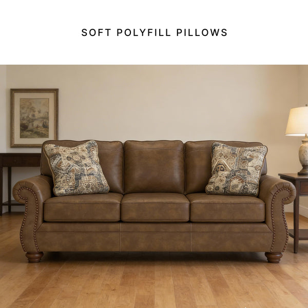 Queen Faux Leather Sofa Sleeper with Memory Foam Mattress