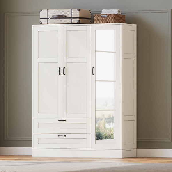 Armoire Wardrobe Closet with Mirror & Drawers
