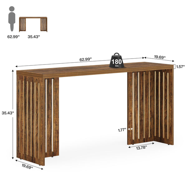 63-Inch Counter Height Bar Table with Louvered Base