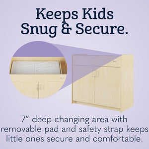 Commercial Daycare Changing Table with Locking Cabinet and Built-In Shelves