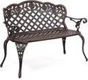 42.5" Antique Cast Aluminum Outdoor Garden Bench – 2-3 Person Seating
