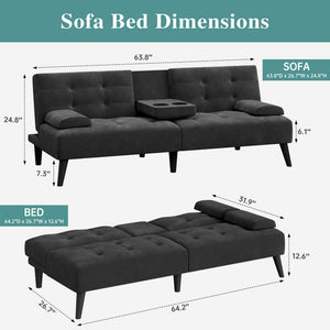64" Convertible Futon Sofa Bed
