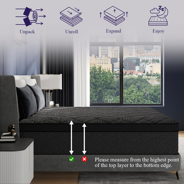 12 Inch Hybrid Mattress in a Box – Cooling Gel Memory Foam & Pocket Springs