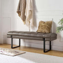 Upholstered Entryway Bench with Tufted Seat & Metal Legs