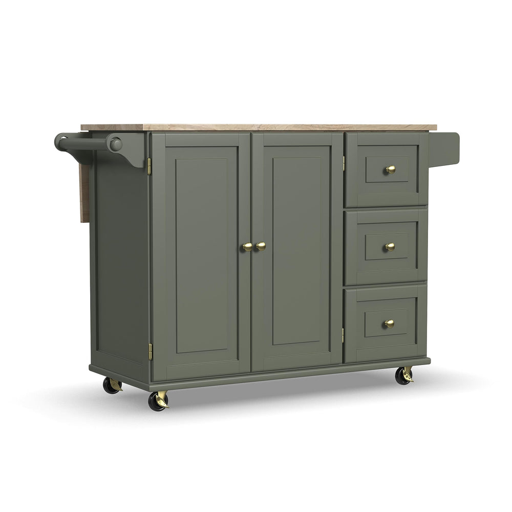 Rolling Kitchen Island Cart with Drop-Leaf Breakfast Bar